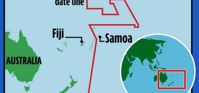 Waktu di Samoa dimajukan 24 jam lebih cepat.