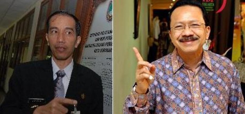 Wali Kota Solo Joko Widodo (kiri) dan Gubernur DKI Jakarta Fauzi Bowo (kanan)