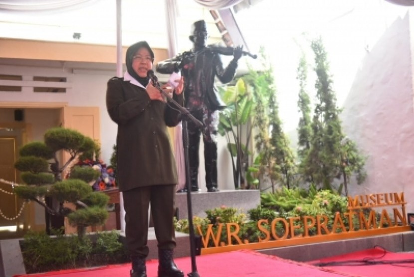 Wali Kota Surabaya, Tri Rismaharini meresmikan Museum WR Soepratman di Jalan Mangga, Tambaksari, Surabaya, Sabtu, (10/11).