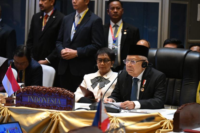 Wapres Maruf Amin saat di KTT ASEAN di Laos, Rabu (9/10/2024).