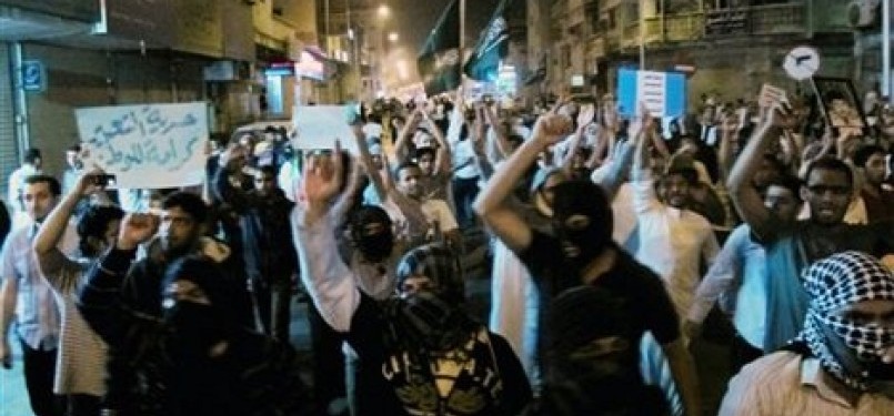 Warga menggelar demonstrasi di Qatif, Arab Saudi. (ilustrasi)