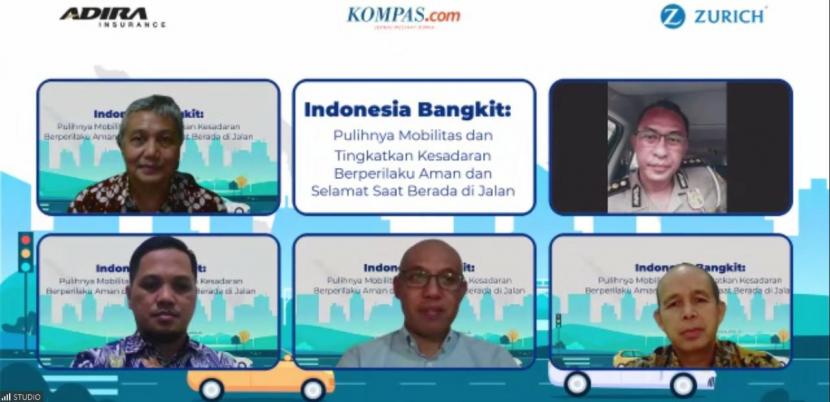 Webinar Indonesia Road Safety Award (IRSA) dengan tema 'Indonesia Bangkit: Pulihnya Mobilitas dan Tingkatkan Kesadaran Berperilaku Aman dan Selamat saat Berada di Jalan', Selasa (30/3).