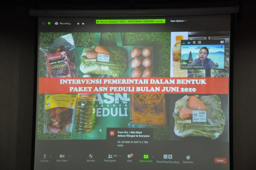 Webinar Pemkab Tabanan membahas ketahanan pangan wilayahnya.