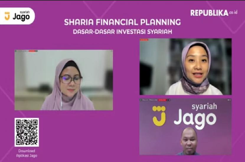  webinar Sharia Financial Planning, Kamis (19/5/2022). Head of Sharia Business Development & Business Solution Jago Syariah Agung Lesmana (kanan bawah)