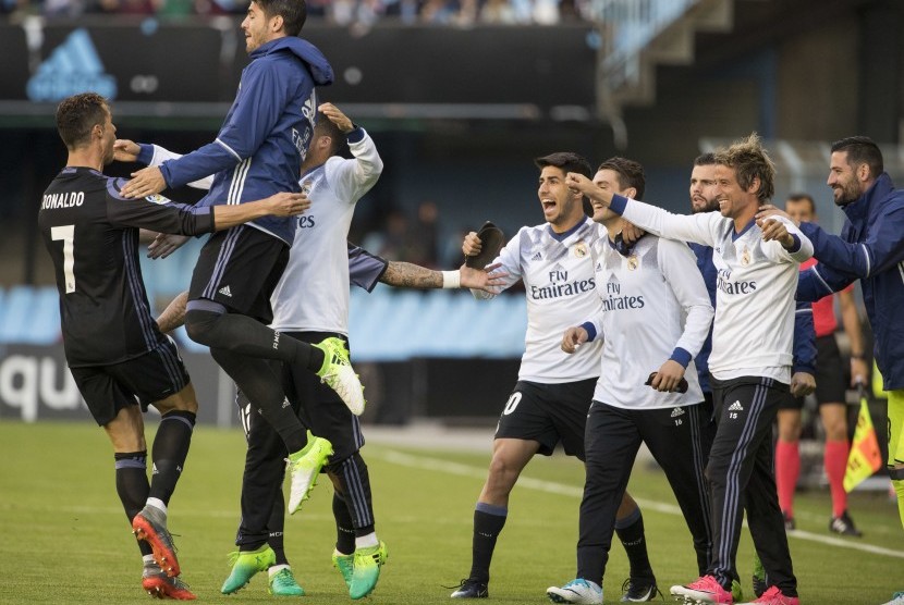 Pemain Real Madrid merayakan kemenangan (ilustrasi)