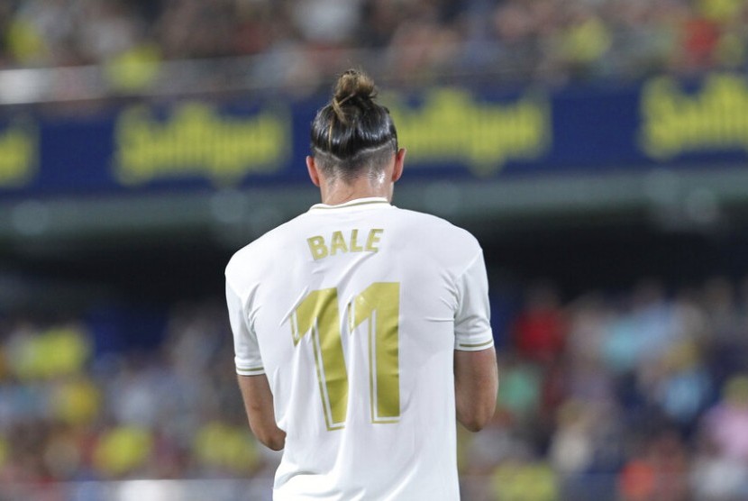 Winger Real Madrid, Gareth Bale pada laga La Liga lawan Villarreal.