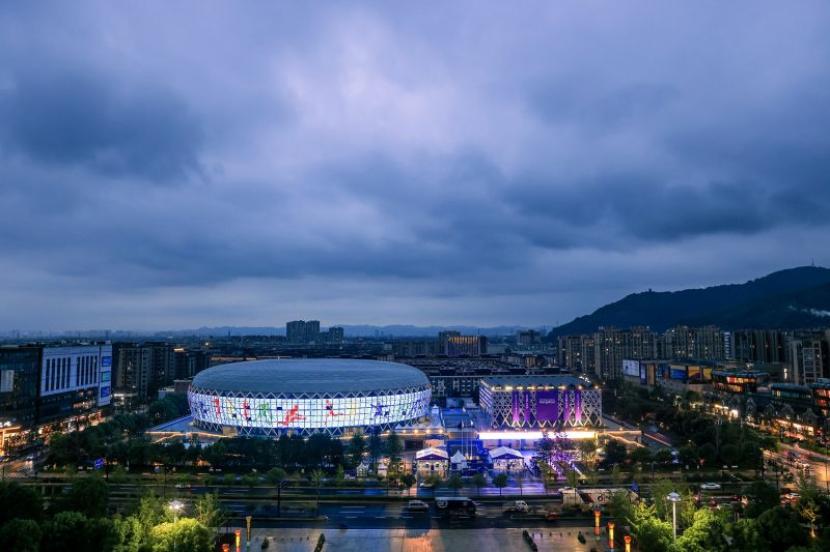  Xiaoshan Guali Sports Centre yang menjadi salah satu lokasi diadakannya sejumlah pertandingan di Asian Para Games 2022 Hangzhou, Cina. 