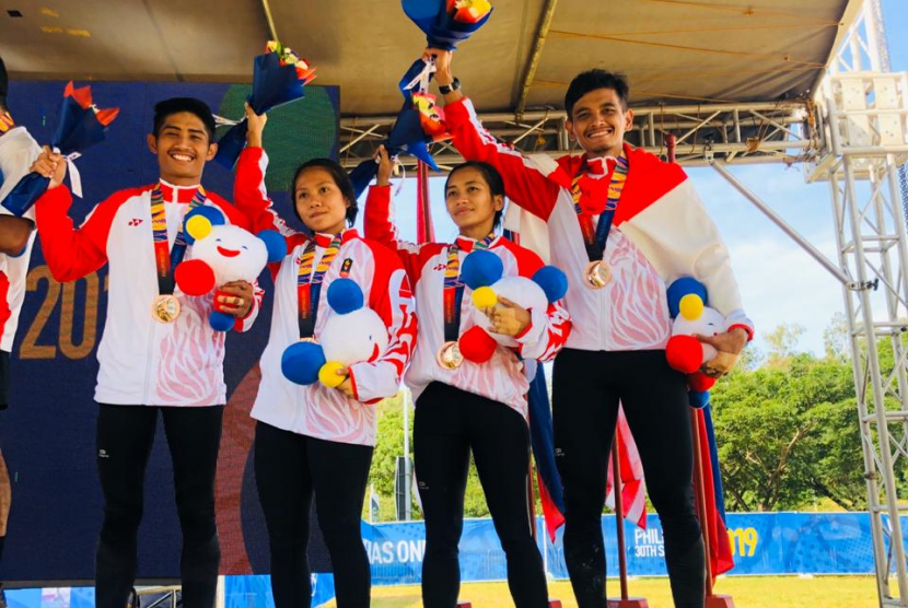 Yosua, mahasiswa UBSI yang berhasil menyumbangkan medali di Sea Games 2019 di Filipina cabang  olahraga Obstacle Coure Race (OCR)