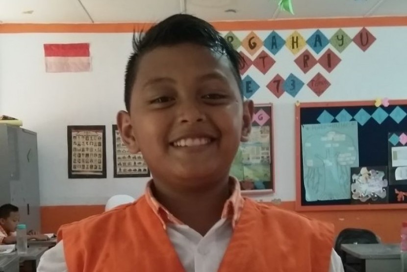 Zaki Farhan Hutabarat siswa kelas 5 SD Juara Medan. 