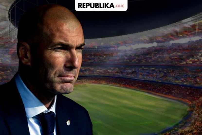 Pelatih Real Madrid Zinedine Zidane di Santiago Bernabeu