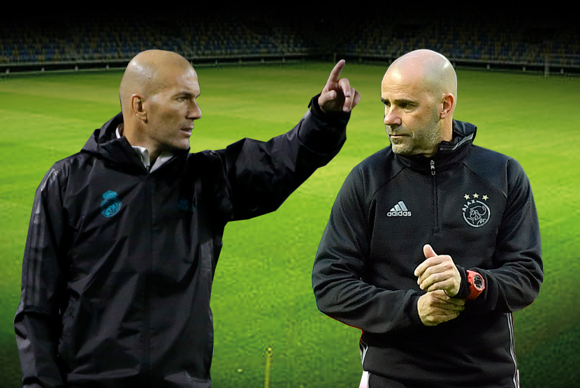 Zinedine Zidane (kiri) dan Peter Bosz.