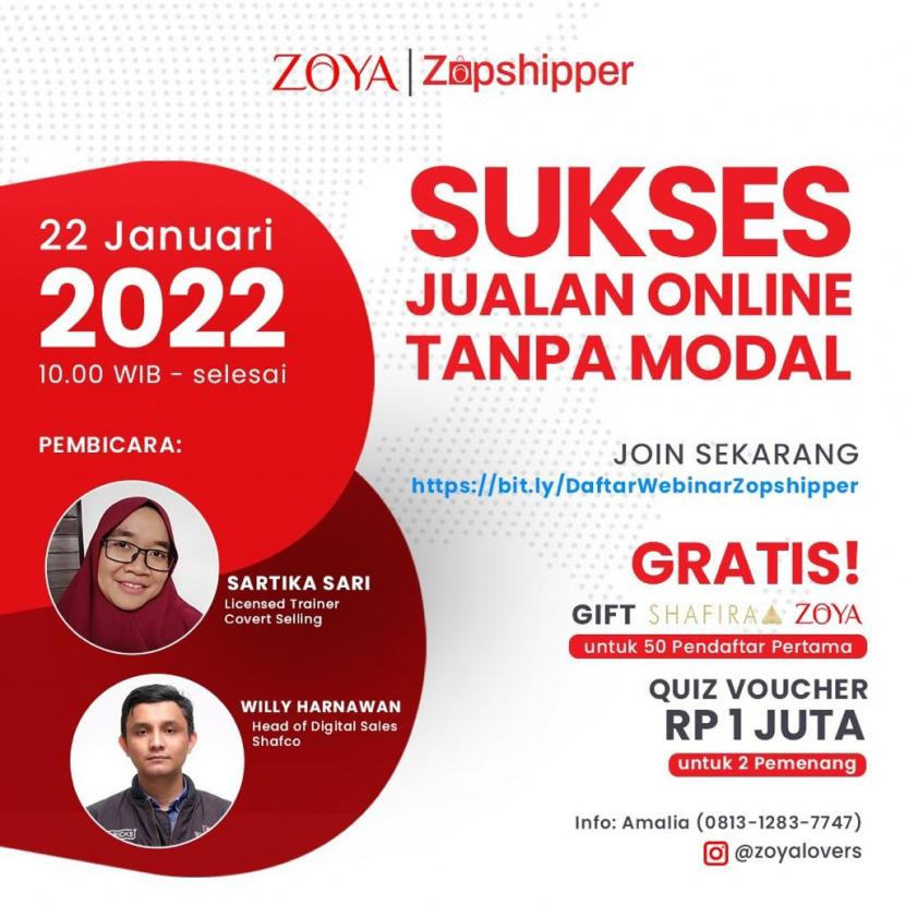 Zoya juga mengajak masyarakat untuk berwirausaha melalui Program Zopshipper.