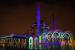 Pemandangan umum Masjid Sharjah yang diterangi selama Festival Cahaya Sharjah di emirat Teluk Sharjah, Uni Emirat Arab, 13 Februari 2022. Festival Cahaya Sharjah ke-11 berlangsung hingga 20 Februari 2022.