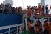 Evakuasi penumpang KMP Mutiara II yang kandas di depan Pulau Rimau Balak oleh Basarnas. Sebanyak 516 penumpang berhasil dievakuasi dan saat ini berada di Ruang tunggu Pelabuhan Bakauheni, Lampung. Jumat (7/6).