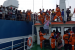 Evakuasi penumpang KMP Mutiara II yang kandas di depan Pulau Rimau Balak oleh Basarnas. Sebanyak 516 penumpang berhasil dievakuasi dan saat ini berada di Ruang tunggu Pelabuhan Bakauheni, Lampung. Jumat (7/6)