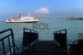  Kapal Roro terlihat di lautan dari jalur pejalan kaki di Dermaga II, Pelabuhan Bakauheni, Pulau Sumatra. (Republika/Tahta Aidilla)