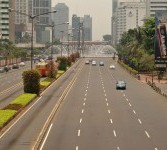 Lalu lintas Jakarta yang sepi jelang lebaran.