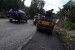 Pekerja proyek perbaikan jalan jalur mudik Jalan raya Tutugan Leles, Kab Garut, Jawa Barat, Senin (13/7). 