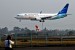 Pesawat Garuda saat mendarat di Bandara Soekarno-Hatta, Cengkareng, Banten.