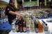 Polisi memusnahkan barang bukti berupa minuman keras (miras), ganja, dan narkotika di Polsek Metro Palmerah, Jakarta, Senin (15/6). (Republika/Yasin Habibi)