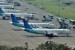 Sejumlah pesawat milik maskapai Garuda Indonesia terparkir di areal Bandara Internasional Soekarno Hatta, Tangerang, Banten. 