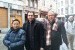 Syekh Nuruddin Sarrouj (tengah) diapit Pimpinan Pondok Pesantren Darul Istiqamah Bulukumba, Makassar, Sulawesi Selatan KH Mudzakkir M Arif (kanan) dan CEO Madinah Iman Wisata Nuryadin Yakub di Brussels, Belgia, Ahad (14/2).