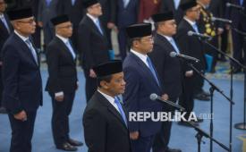 Sejumlah pejabat mengikuti pelantikan yang dipimpin oleh Presiden Prabowo Subianto di Istana Negara, Jakarta, Kamis (1/10/2026).