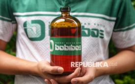 Tim pendukung Bobibos menunjukan bahan bakar Bobibos Energi Merah Putih jenis solar seusai konferensi pers terkait Bobibos Energi Merah Putih di Bumi Sultan Jonggol, Bogor, Jawa Barat, Selasa (11/11/2025). Bahan bakar alternatif bernama Bobibos, yang diklaim memiliki kadar oktana (RON) tinggi dan emisi rendah, diharapkan menjadi solusi potensial untuk menekan ketergantungan Indonesia terhadap energi impor. Inovasi energi terbarukan ramah lingkungan ini lahir dari kreativitas anak bangsa. Bobibos memiliki dua jenis bahan bakar, yakni bensin dan solar, yang memanfaatkan jerami sebagai bahan baku.