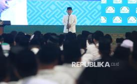 Ketua Umum PBNU KH Yahya Cholil Staquf berpidato saat penutupan Musyawarah Nasional Alim Ulama dan Konferensi Besar Nahdlatul Ulama (NU) di IAI Syachona Mohammad Cholil, Bangkalan, Jawa Timur, Selasa (23/6/2026). Munas dan Konbes tersebut diantaranya memutuskan penyelenggaraan Muktamar ke-35 NU pada 1-5 Agustus 2026 dengan lokasi yang masih menunggu keputusan resmi PBNU. 