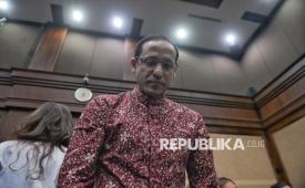 Terdakwa kasus dugaan korupsi pengadaan Chromebook dalam program digitalisasi pendidikan di Kemendikbudristek Nadiem Makarim bersiap menjalani sidang di Pengadilan Tipikor, Jakarta, Rabu (13/5/2026). Jaksa Penuntut Umum (JPU) menuntut mantan Menteri Pendidikan, Kebudayaan, Riset, dan Teknologi tersebut dengan pidana 18 tahun penjara serta denda Rp1 miliar subsider 190 hari kurungan.