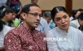 Terdakwa kasus dugaan korupsi pengadaan Chromebook dalam program digitalisasi pendidikan di Kemendikbudristek Nadiem Makarim bersiap menjalani sidang di Pengadilan Tipikor, Jakarta, Rabu (13/5/2026).