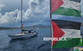 Kapal Global Sumud Flotilla berlayar meninggalkan perairan Turki menuju perairan Internasional, Kamis (14/5/2026). 