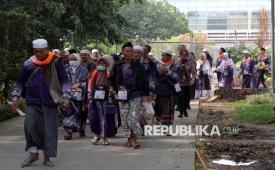 Ilustrasi jamaah haji tiba di Tanah Air.