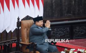 Presiden Prabowo Subianto saat menghadiri Sidang Tahunan MPR RI dan Sidang Bersama DPR RI-DPD RI Tahun 2026 di Gedung Nusantara, Kompleks Parlemen, Jakarta, Jumat (14/8/2026).