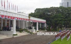 Suasana upacara penerimaan kunjungan kerja Perdana Menteri Australia Anthony Albanese di Istana Merdeka, Jakarta, Jumat (6/2/2026). Presiden Prabowo menerima kunjungan kerja PM Australia Anthony Albanese yang diharapkan dapat semakin memperkuat hubungan kemitraan strategis Indonesia - Australia di berbagai bidang.