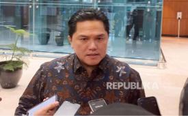 Menteri Badan Usaha Milik Negara (BUMN) Erick Thohir di Kompleks Parlemen, Senayan, Jakarta Pusat.