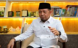 Dirjen Pesantren Kementerian Agama (Kemenag) Basnang Said saat diwawancarai Republika di Kantor Kemenag, Jakarta, Senin (28/9/2026). Basnang Said menjadi Dirjen Pesantren pertama setelah Direktorat Jenderal (Ditjen) Pesantren dibentuk sebagai satuan kerja baru setingkat eselon I di Kemenag.