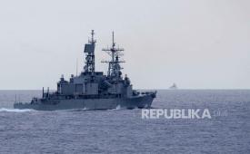 Kapal perang Taiwan beroperasi di perairan Taiwan beberapa waktu lalu.