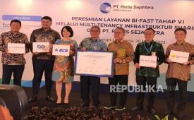 Peresmian Layanan BI Fast Tahap VI Rintis Sejahtera di Hotel Shangrila, Jakarta, Selasa (28/3/2023). PT Rintis Sejahtera kembali mengkoneksikan empat bank ke dalam layanan BI Fast melalui Multi-tenancy Infrastructure Sharing.