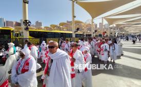 Suasana aktivitas jamaah haji Indonesia di Terminal Syib Amir, Masjidil Haram, Makkah, Arab Saudi, Ahad (17/5/2026) pagi waktu setempat.