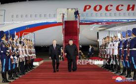 Pemimpin Korea Utara Kim Jong Un dan Presiden Rusia Vladimir Putin