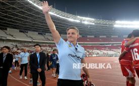 Pelatih Timnas Indonesia John Herdman saat pertandingan final FIFA Series 2026 melawan Bulgaria di Stadion Utama Gelora Bung Karno, Senayan, Jakarta, Senin (30/3/2026).