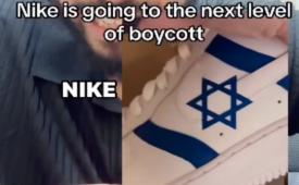 Tangkapan layar dari akun Instagram @chefsosman, Elsayed Osman Hassan, memperlihatkan sepatu Nike dengan berbendera Israel.