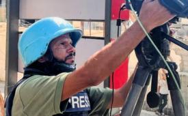 Hussam al-Masri salah satu jurnalis yang syahid akibat serangan Israel di RS Nasser di Khan Younis, Gaza, Senin (25/8/2025).