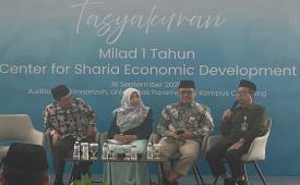 Tasyakuran Milad ke-1 Center for Sharia Economic Development (CSED) Indef di Universitas Paramadina, Jakarta, Kamis (18/9/2025). 