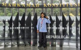 Penyintas Thalassemia, Fadel Nooriandi di Gedung Mahkamah Konstitusi (MK), Jakarta Pusat.