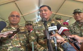 Menteri Pertahanan (Menhan) RI Sjafrie Sjamsoeddin menghadiri acara Retret PWI di Pusat Kompetensi Bela Negara BPSDM Kemenhan, Desa Cibodas, Kecamatan Rumpin, Kabupaten Bogor, Jawa Barat, Sabtu (31/1/2026).