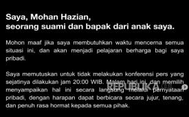 Pernyataan tertulis Mohan hazian atas kasus dugaan pelecehan seksual yang menyeret namanya.