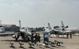 Jet tempur Rafale di Base Ops Landu Halim Perdanakusuma, Jakarta Timur, Senin (18/5/2026).