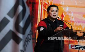 Menpora Erick Thohir menghadiri acara Pelantikan dan Pengukuhan Ketua dan Pengurus Indonesia EsportS Association (IESPA) Periode 2026-2031 di Balai Kartini, Jakarta, Sabtu (6/6/2026). 